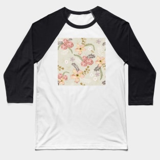 Rose Delight on Cream Baseball T-Shirt